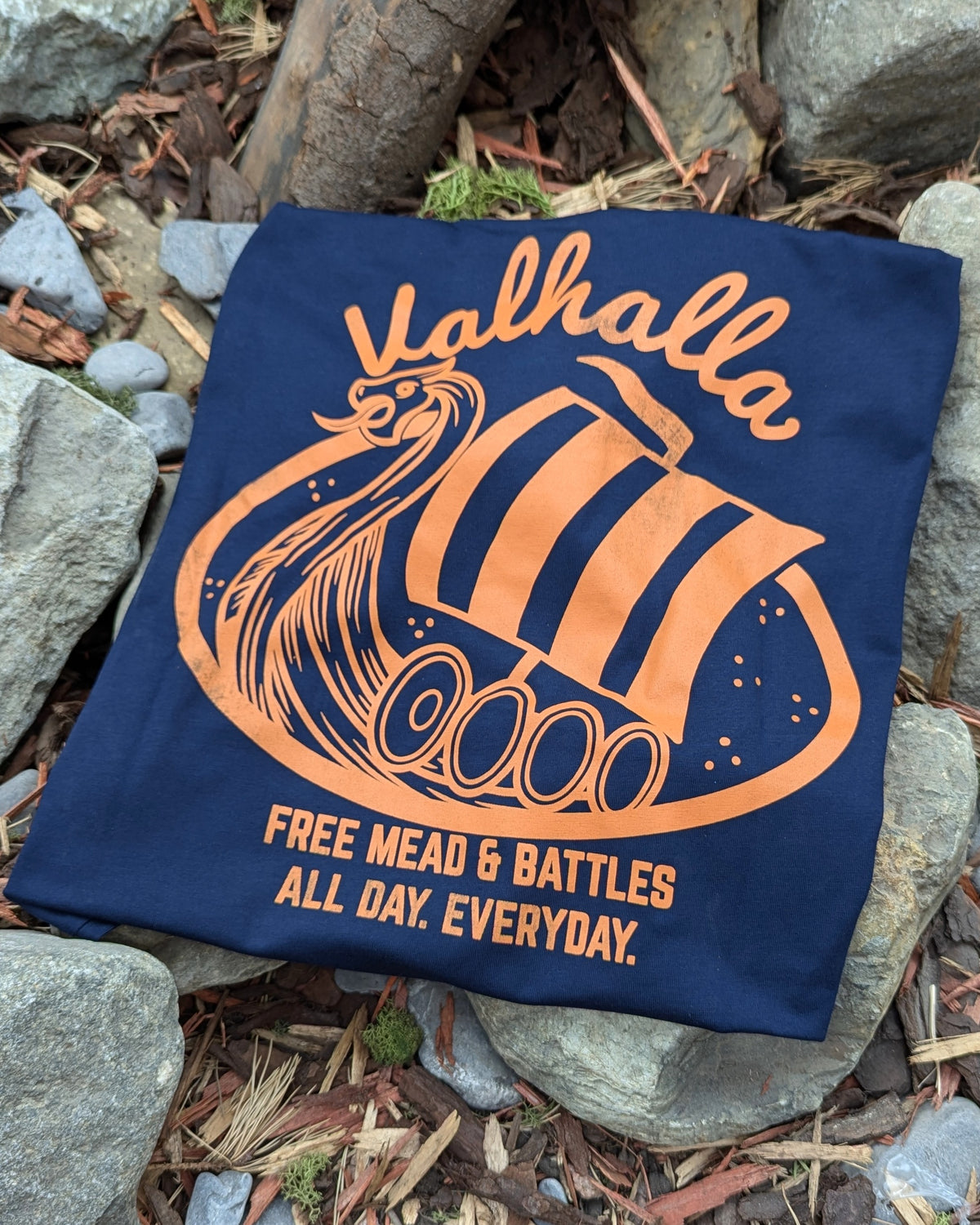 Resort: Valhalla Tee - Navy - T-Shirt - Horns of Odin