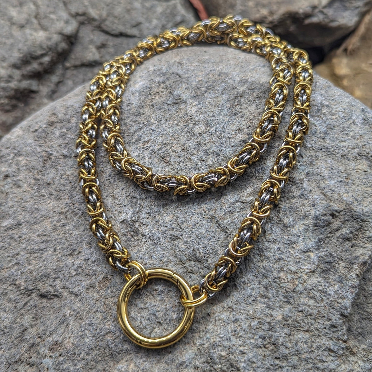 Viking King Chain (Gold + Silver) - Pendant - Horns of Odin