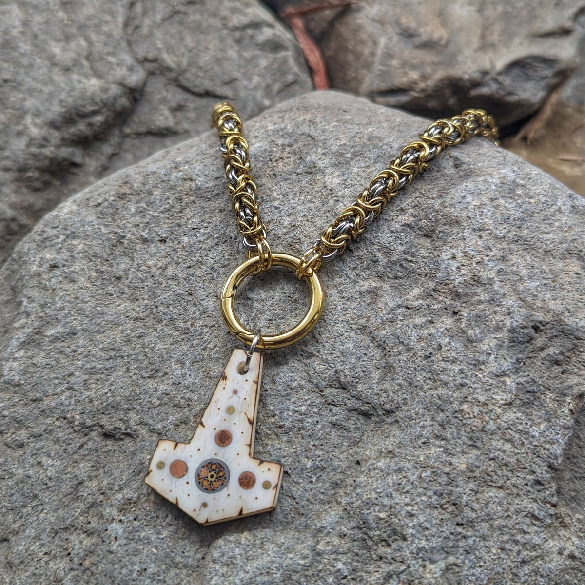 Viking King Chain (Gold + Silver) - Pendant - Horns of Odin