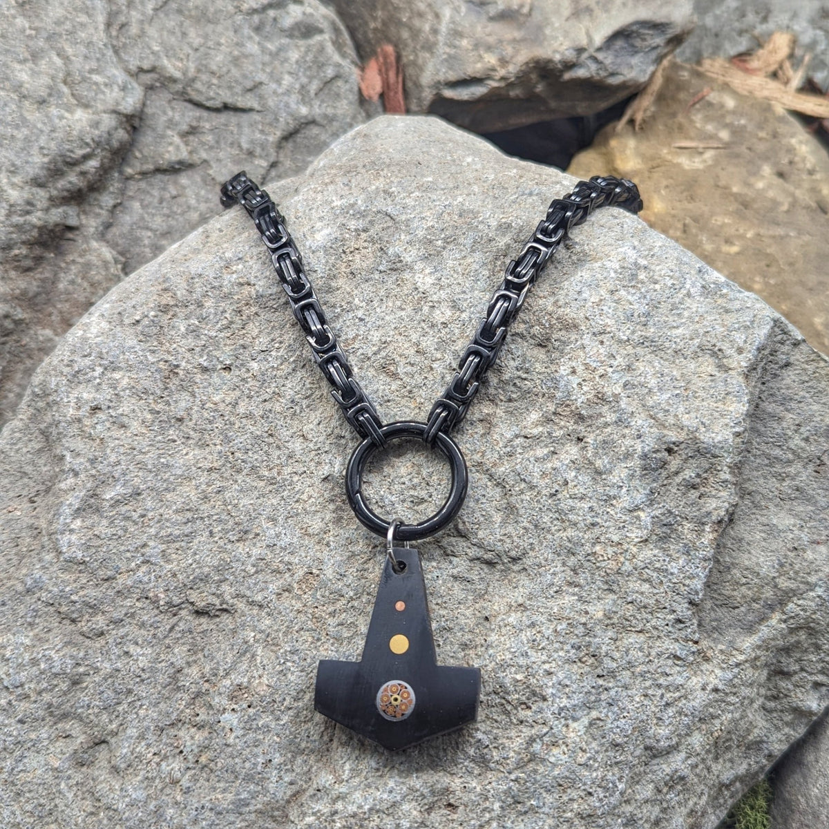 Aesir God Chain (Black) - Pendant - Horns of Odin