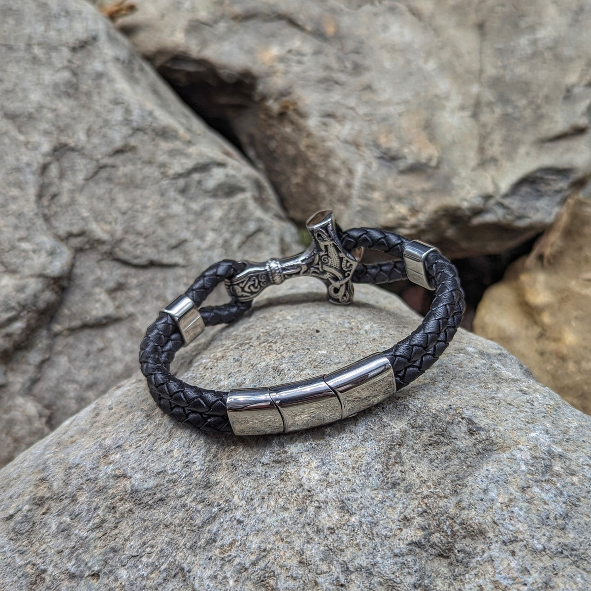 Mjolnir Leather Bracelet