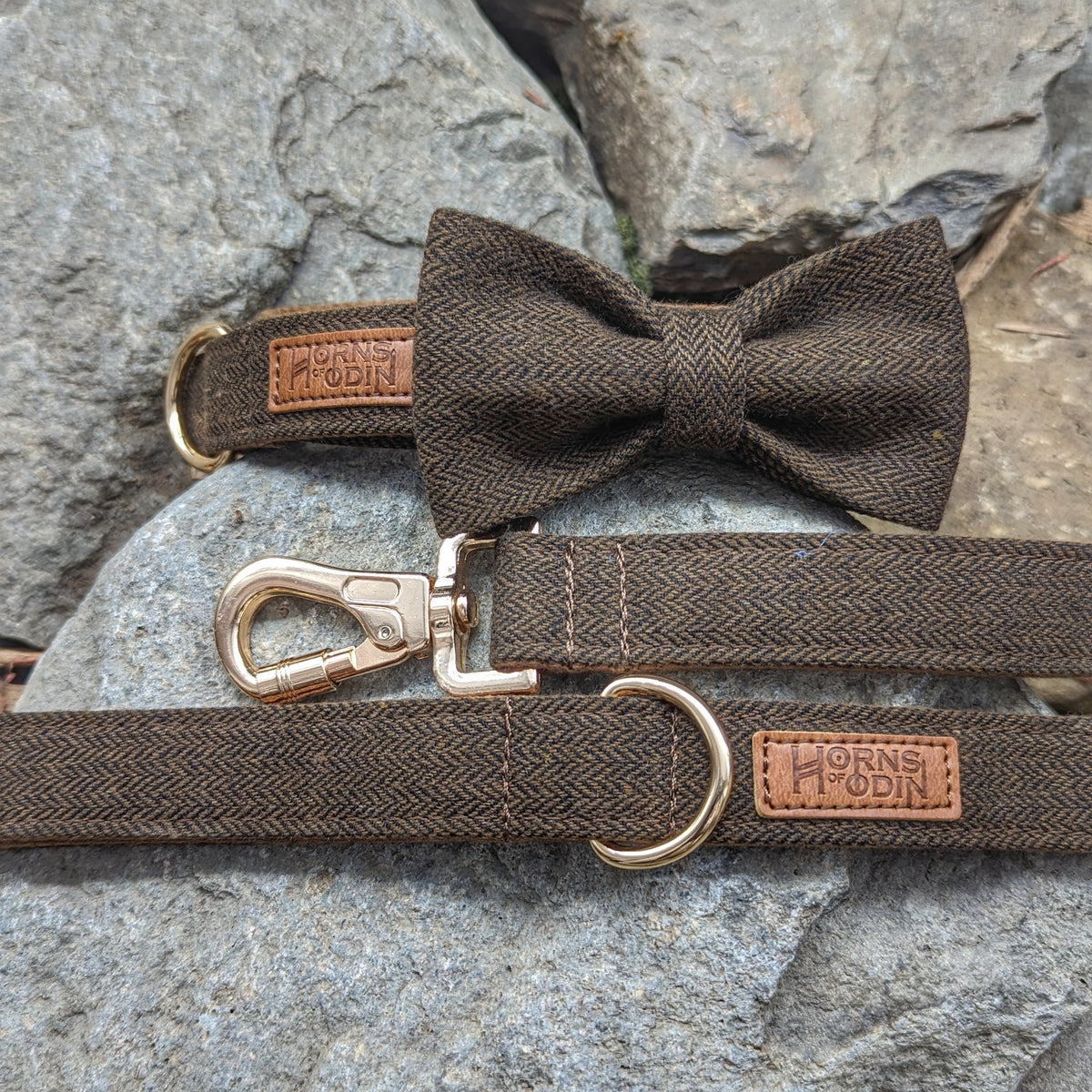 Fenrir's Collar, Bow Tie + Lead Combo - Horns of Odin