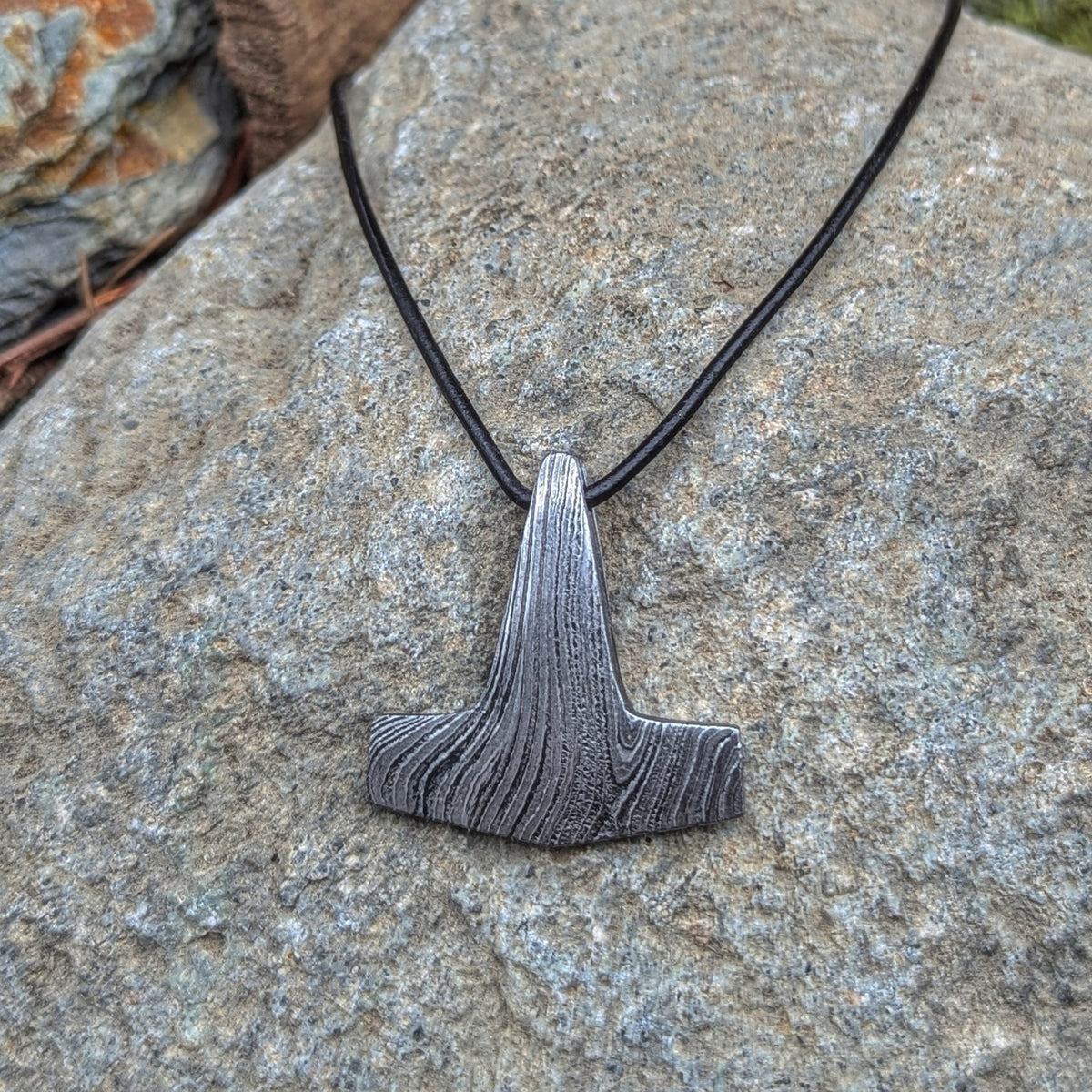 Damascus Mjolnir Pendant