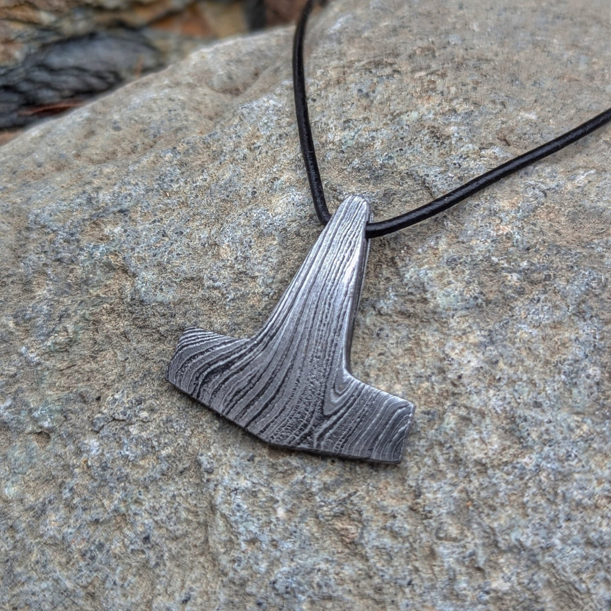 Damascus Mjolnir Pendant - Pendant - Horns of Odin