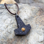 Battle Worn Buffalo Horn with Gemstone Mjölnir Pendant - Pendant - Horns of Odin