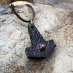 Battle Worn Buffalo Horn with Gemstone Mjölnir Pendant