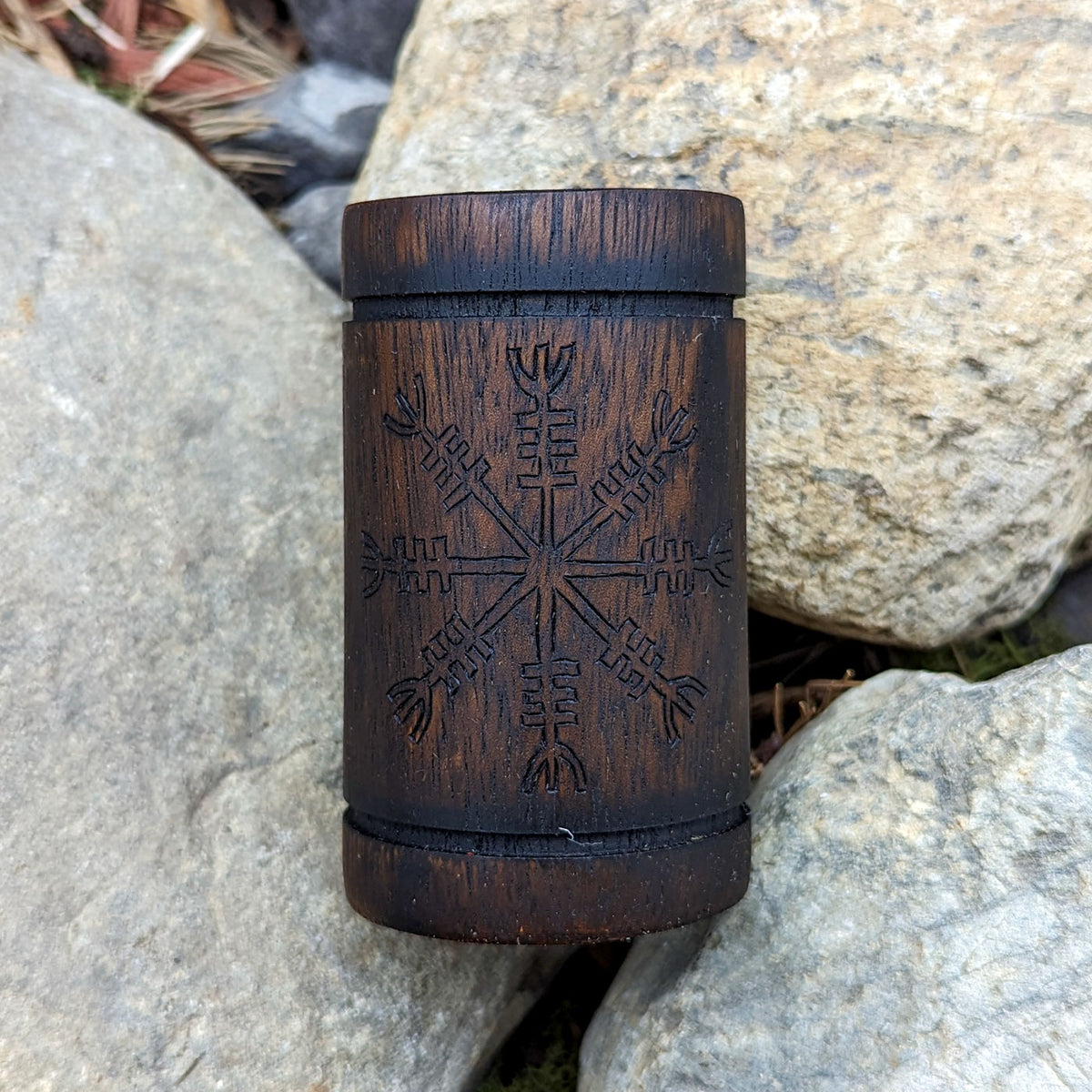 Helm of Awe Wooden Candle Holder - New Design - Candle Holder - Horns of Odin