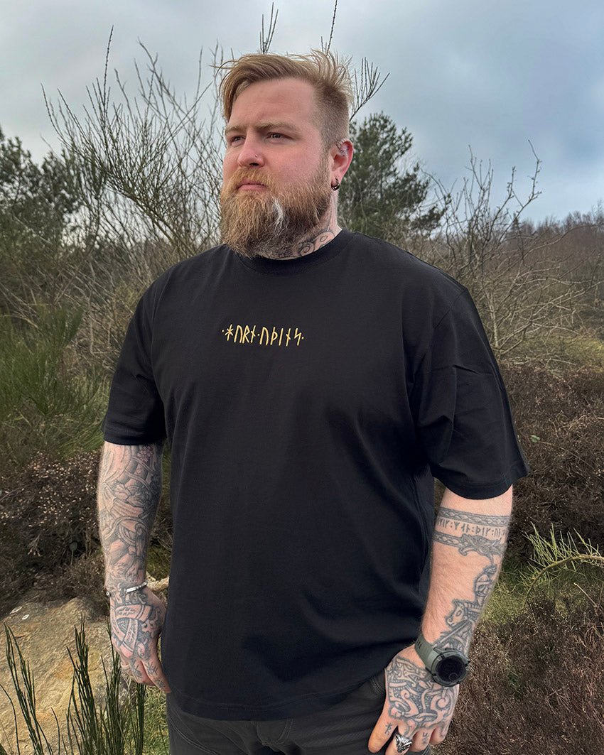 Runic Oversize Tee - Black - T-Shirt - Horns of Odin