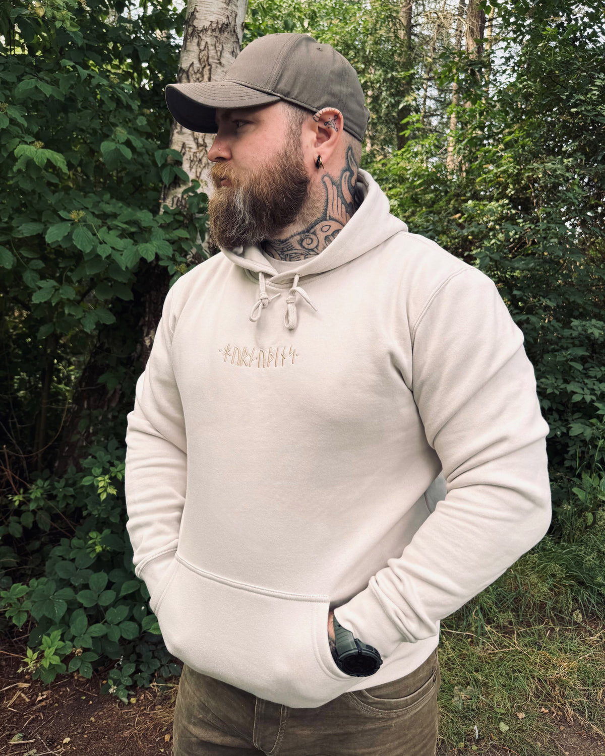 Runic Hoodie - Bone - T-Shirt - Horns of Odin