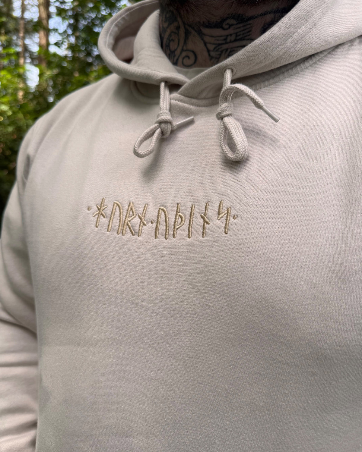 Runic Hoodie - Bone - T-Shirt - Horns of Odin