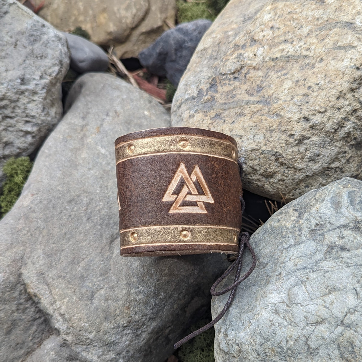 Two Tone Valknut Wrist Bracer