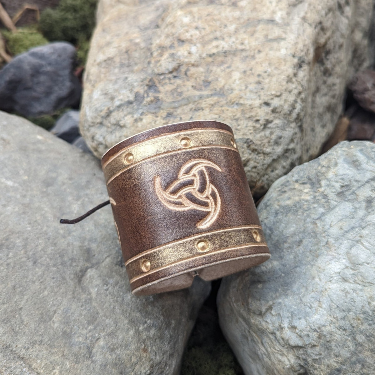 Two - tone Triskele Wrist Bracer - Bracers - Horns of Odin