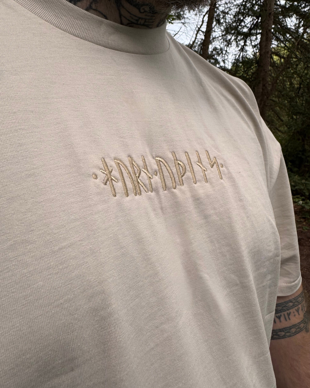 Runic Oversize Tee - Bone - T-Shirt - Horns of Odin