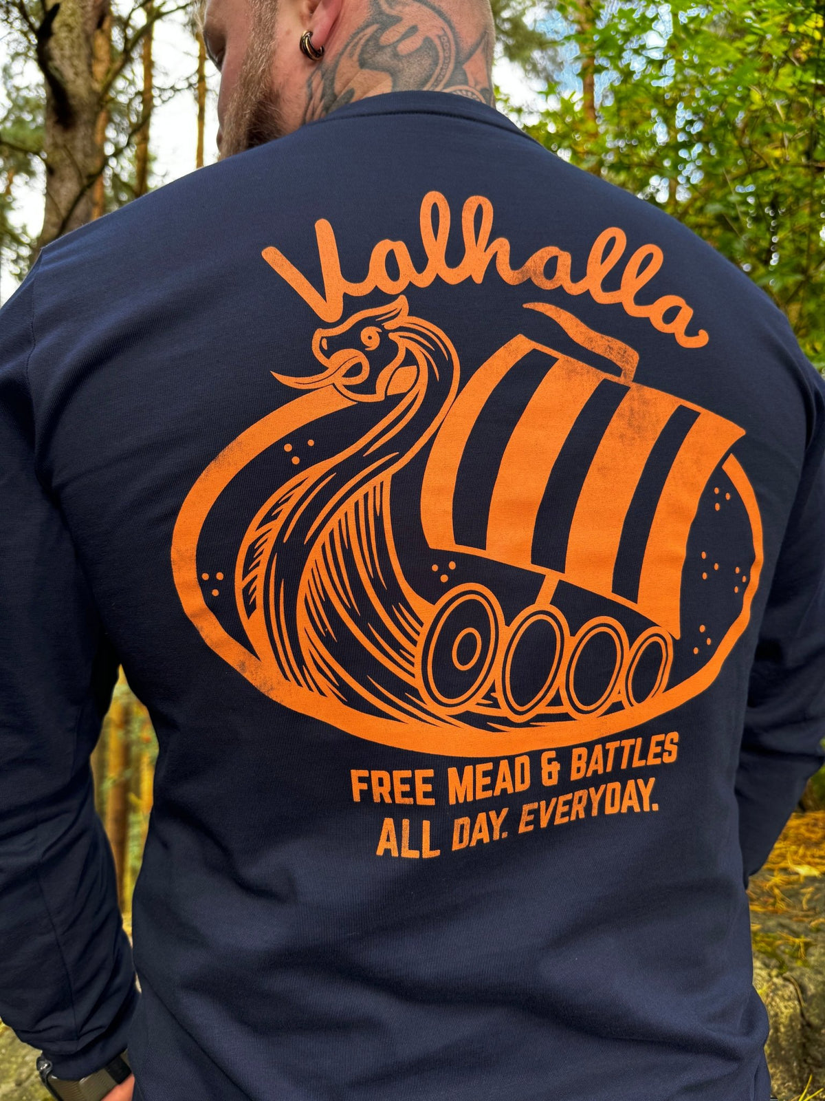 Resort: Valhalla Tee - Navy - T-Shirt - Horns of Odin