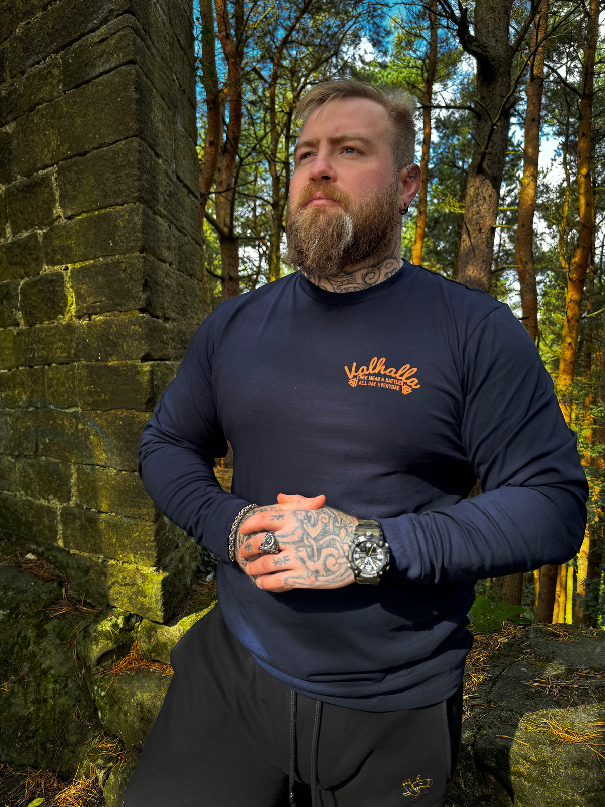 Resort: Valhalla Tee - Navy - T-Shirt - Horns of Odin