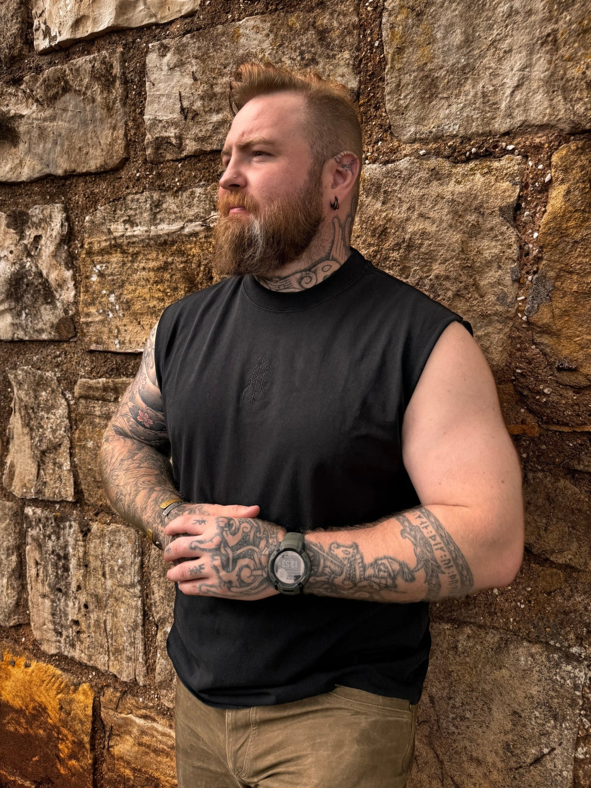 Bindrune Sleeveless - Faded Black - T-Shirt - Horns of Odin