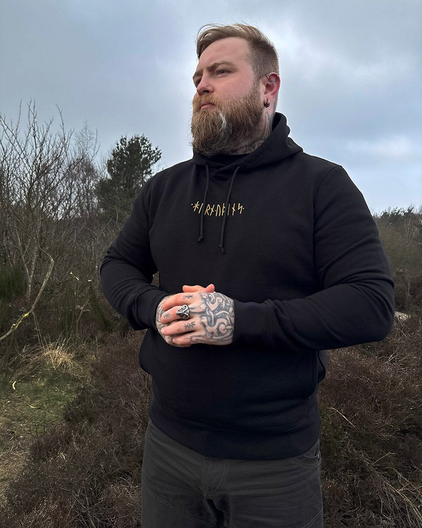 Runic Hoodie - Black - T-Shirt - Horns of Odin