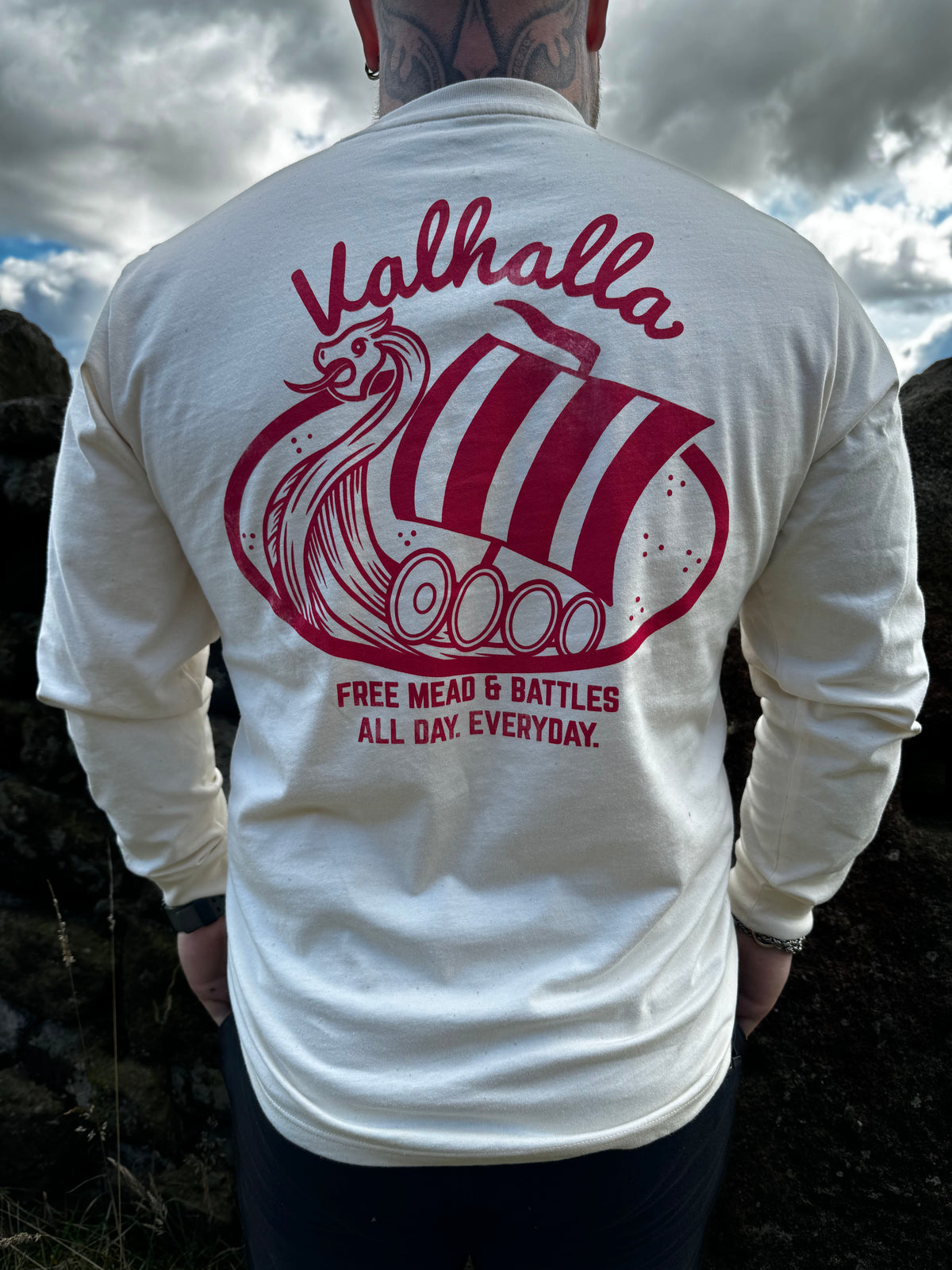 Resort: Valhalla Tee - Off White - T-Shirt - Horns of Odin