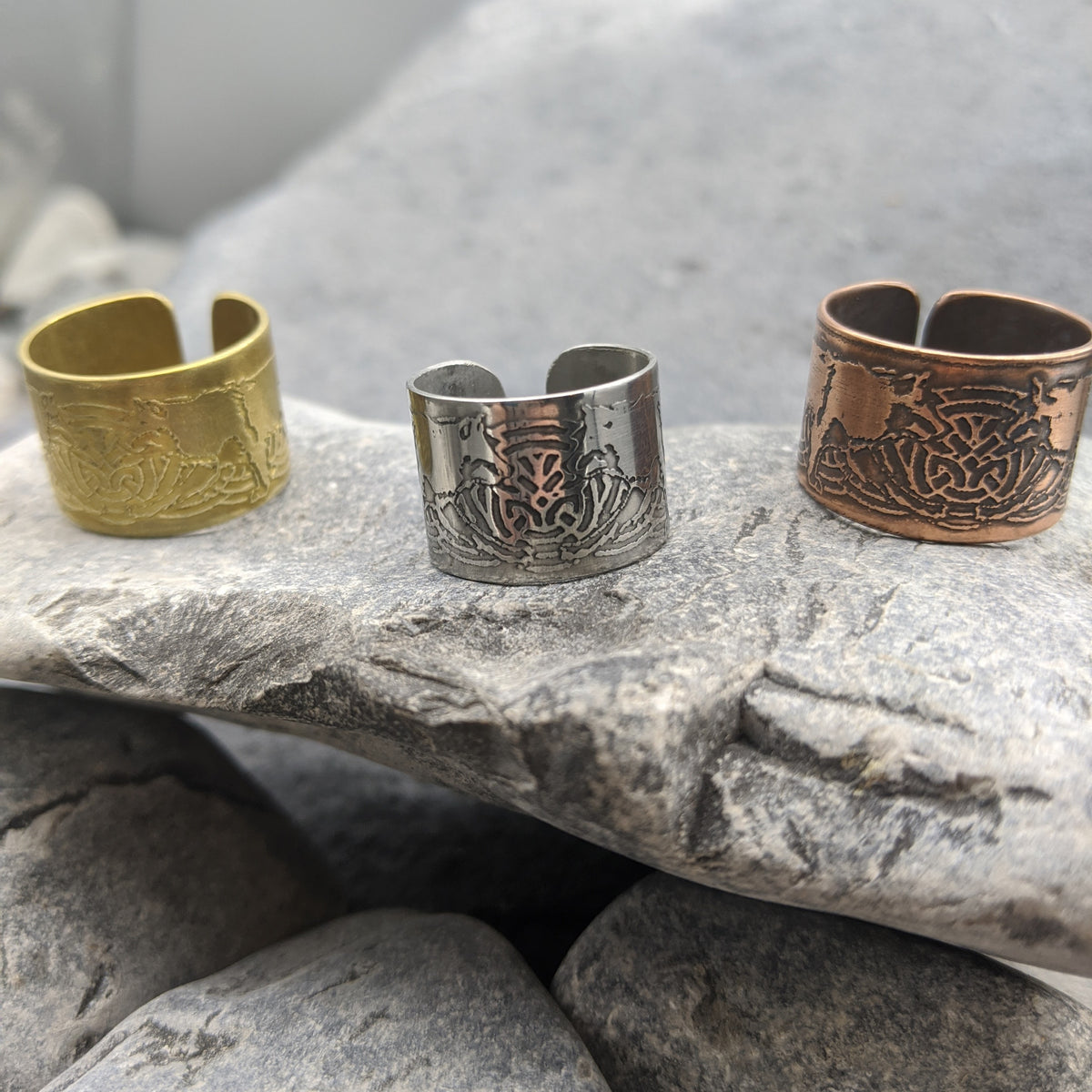 Geri and Freki Ring- Steel/Copper/Brass