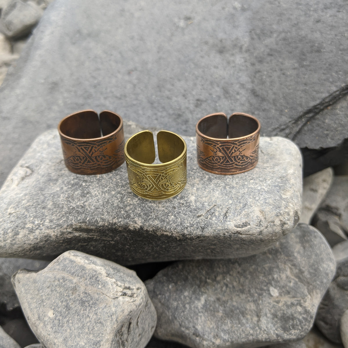 Hugin and Munin ring- Copper/Brass