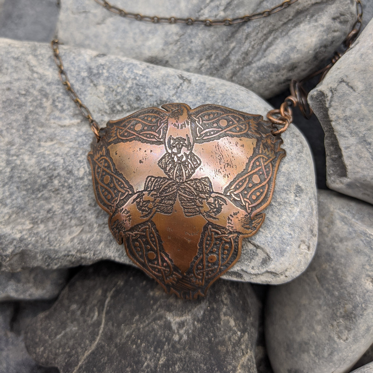 Triple raven pendant (copper)