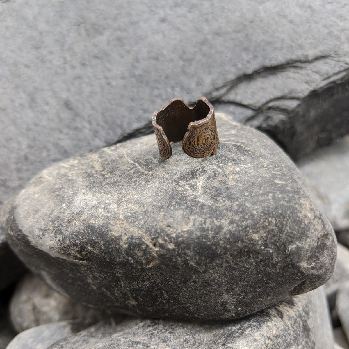 Handmade copper ear cuff with dragon design