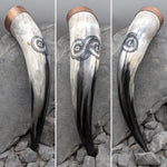 Gotland Serpent drinking horn- Drinking horn with serpent design and copper dragon rim