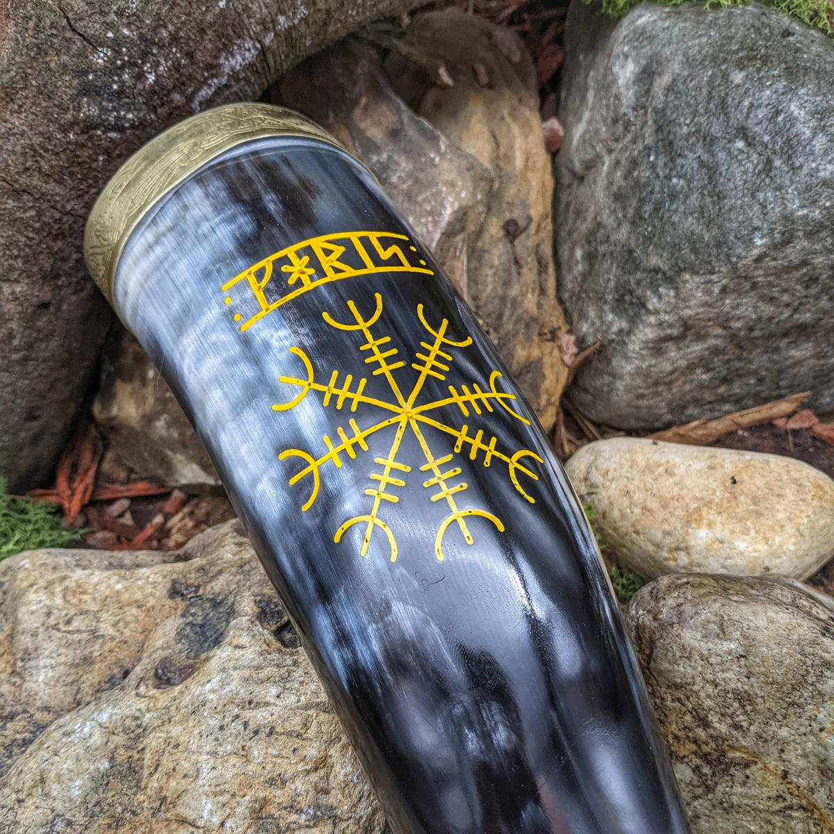 Helm of Awe Drinking Horn (Gold Ink) - Drinking horn - Horns of Odin