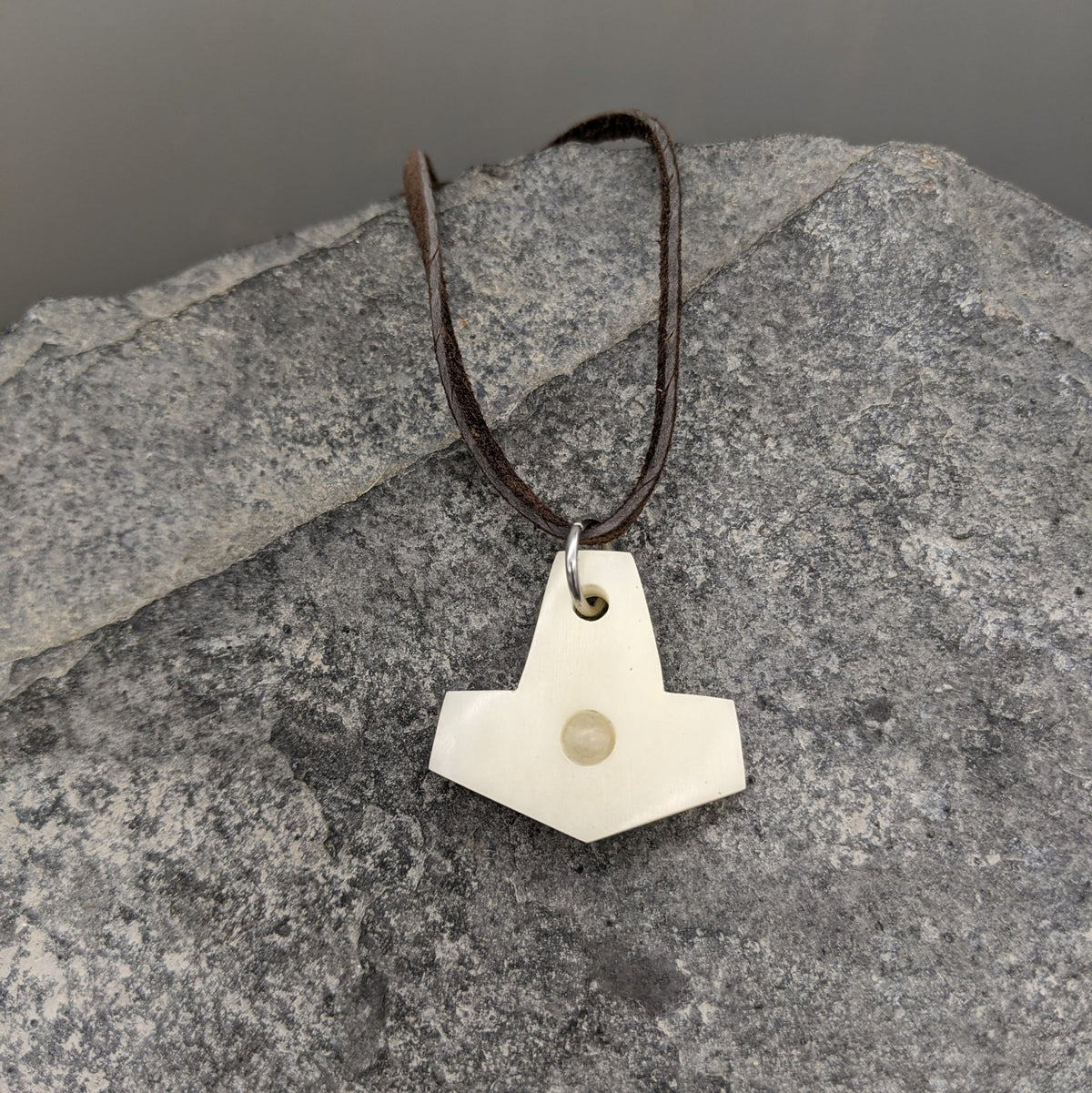 Mini Buffalo Bone and Gemstone Mjölnir pendant - Pendant - Horns of Odin