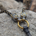 Wolf God Chain w/ Mjolnir (Black + Gold)