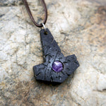 Battle Worn Buffalo Horn with Gemstone Mjölnir Pendant