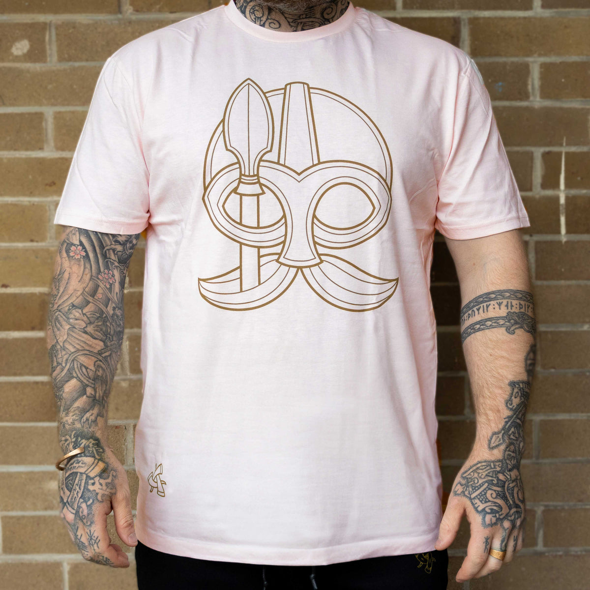 Odin and Gungnir Tee (Pale pink with Gold Print)
