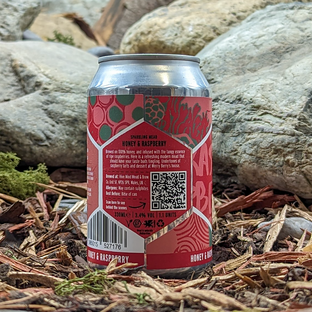 Honey and Raspberry Sparkling Mead (330ml) 3.4% Vol - Damaged