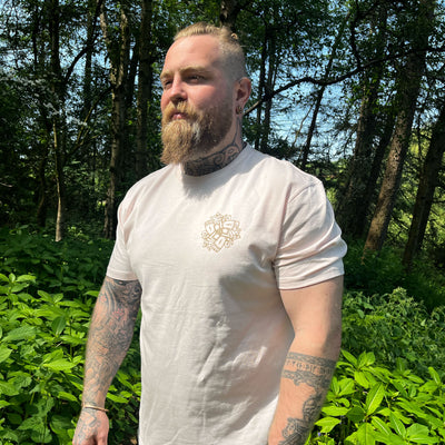Small Horns of Odin Logo Tee (White with Gold Print)