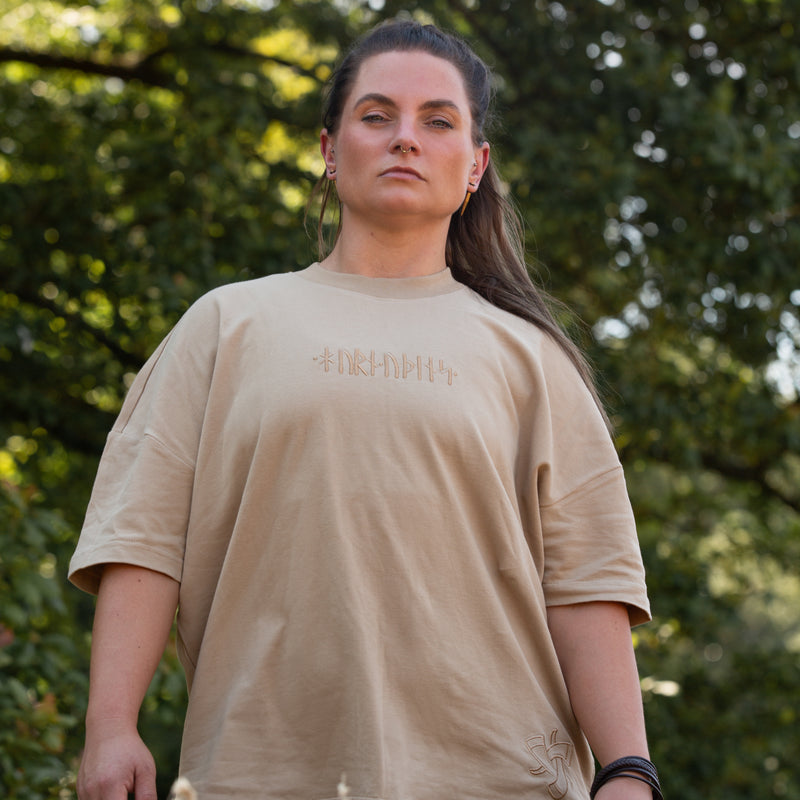 Embroidered Runic Tee (Camel)