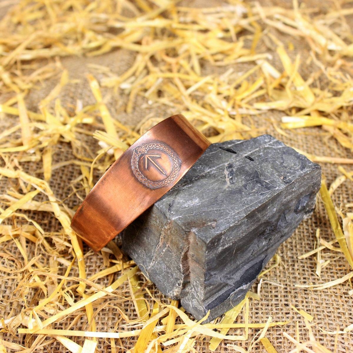 Rune shield cuff (Elder Futhark) Copper