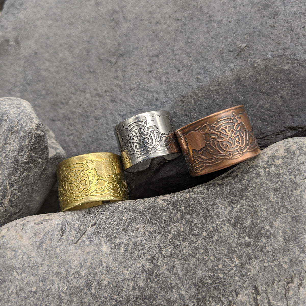 Geri and Freki Ring- Brass/Steel/Copper