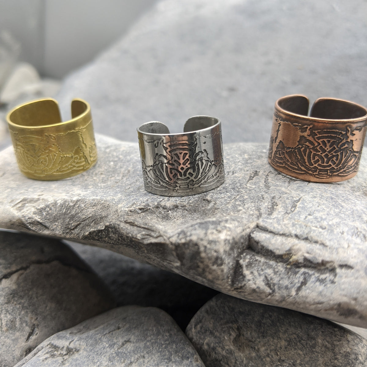Geri and Freki Ring- Steel/Copper/Brass 