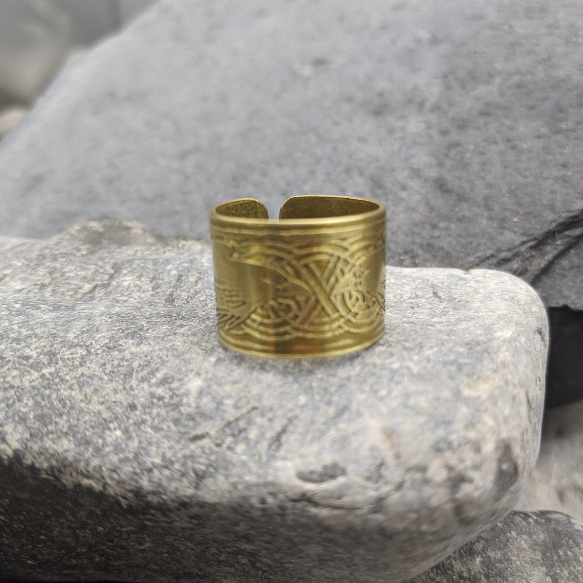 Hugin and Munin ring- Brass