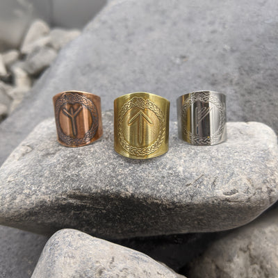 Rune shield ring (Elder Futhark) Copper/Steel/Brass