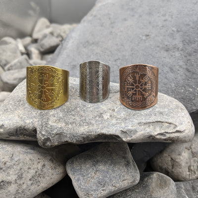Vegvisir Shield ring, Brass/Steel/Copper