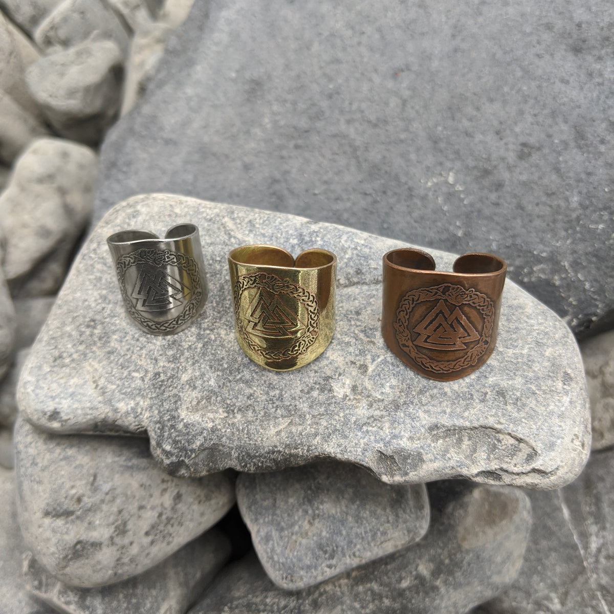 Valknut Shield Ring- Copper/Brass/Steel