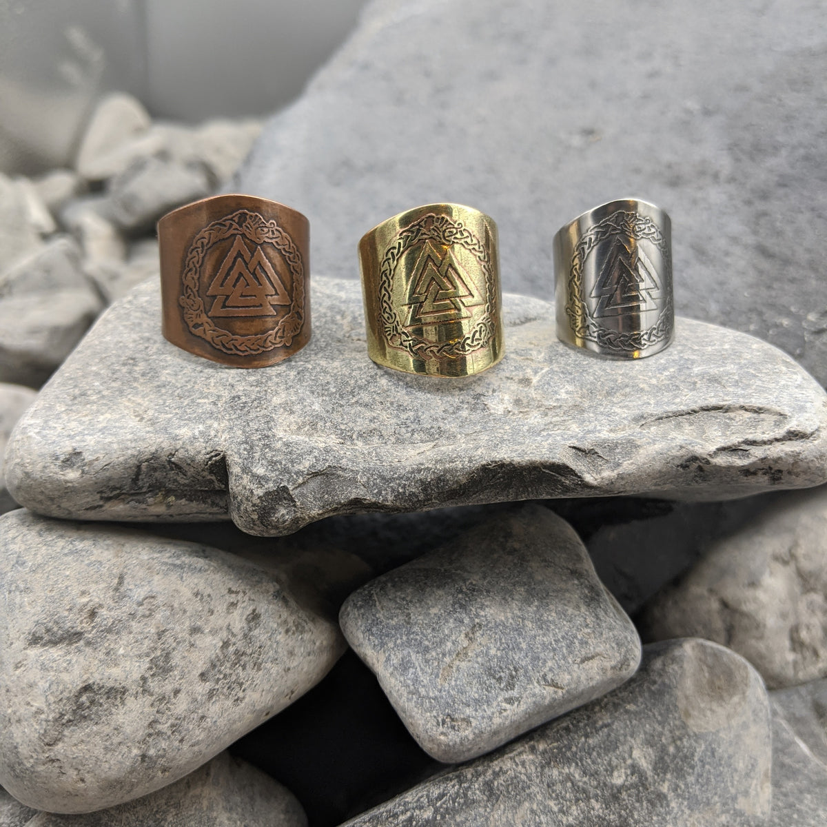 Valknut Shield Ring Copper/Brass/Steel
