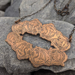 Handmade Dragon Pendant, Copper pendant hand cut into a four dragon design