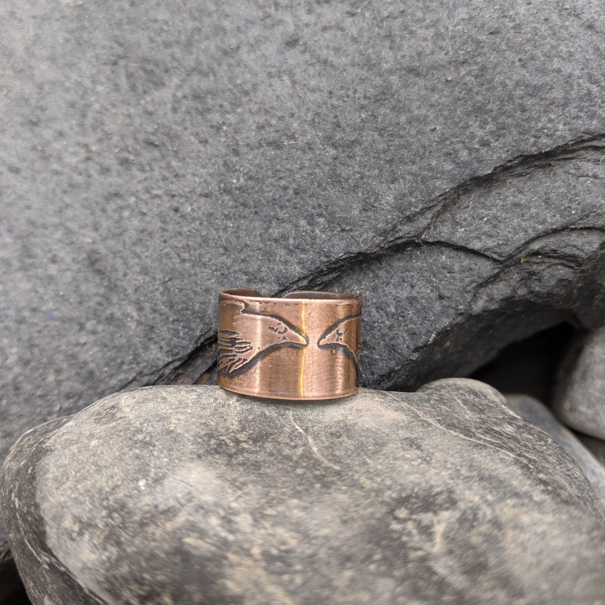 Hugin and Munin ring (plain)- Copper