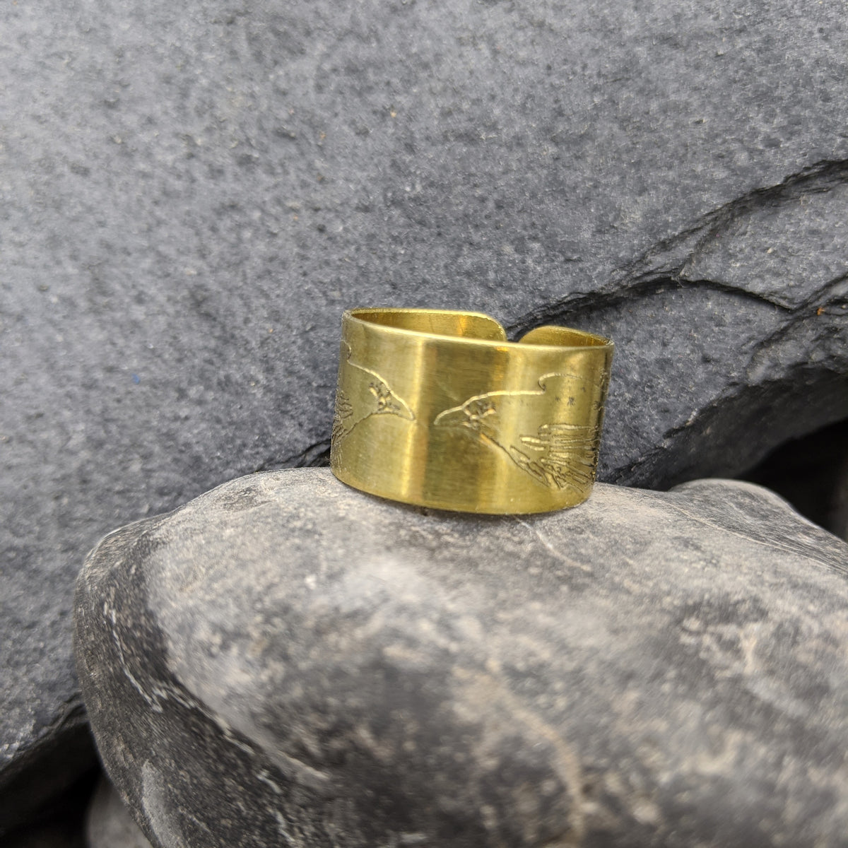 Hugin and Munin ring (plain)- Brass