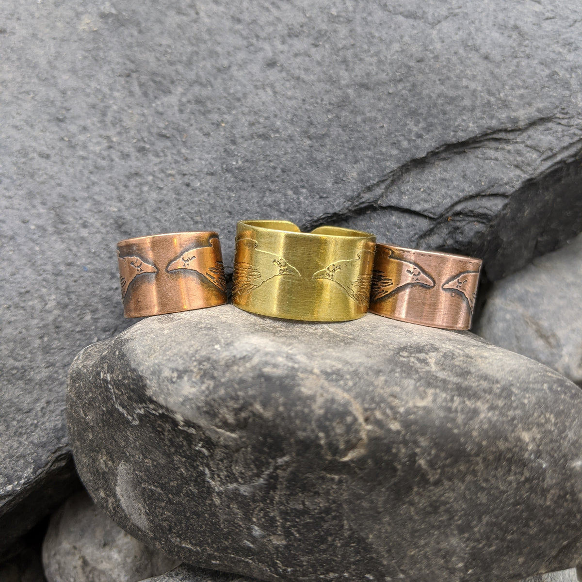 Hugin and Munin ring (plain)- Copper/Brass