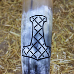 Mjolnir (hatched) drinking horn