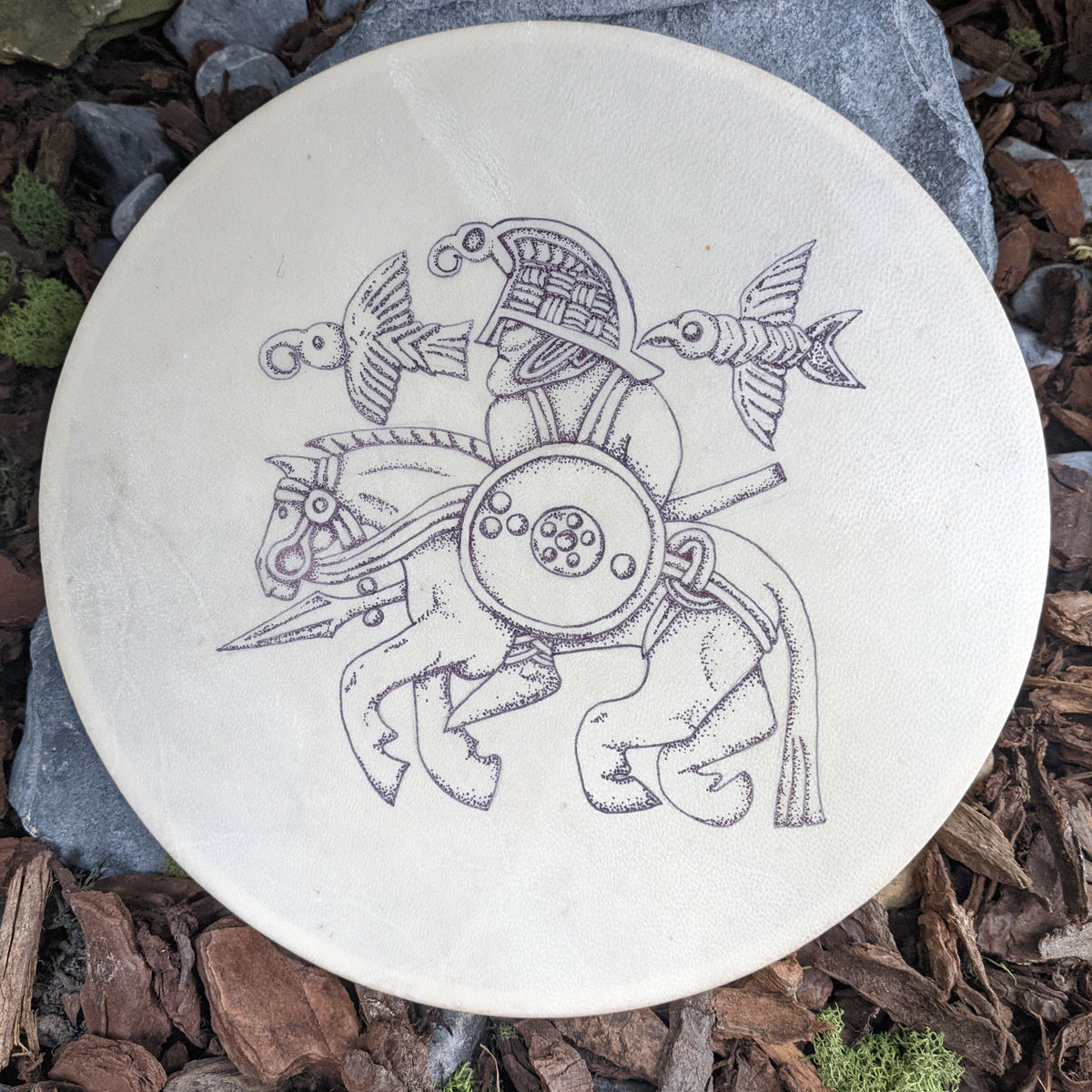 Odin with Hugin and Munin Painted 12" Drum