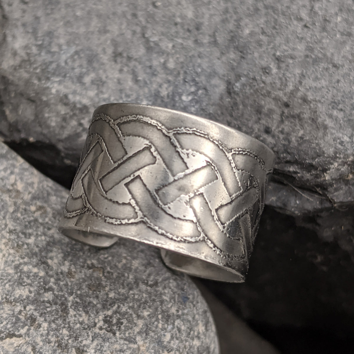 Handmade adjustable braided design steel ring